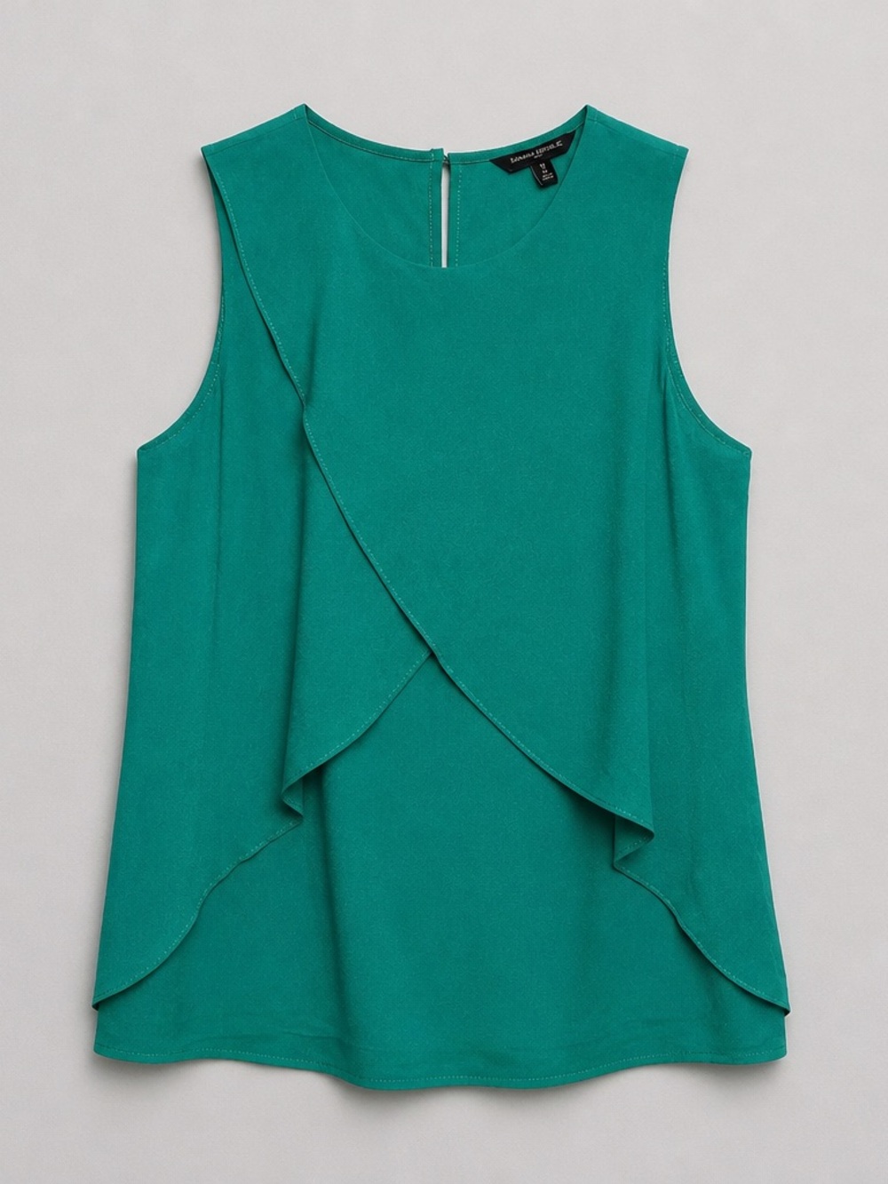 Banana Republic Emerald Green Sleeveless Ruffle-Overlay Top